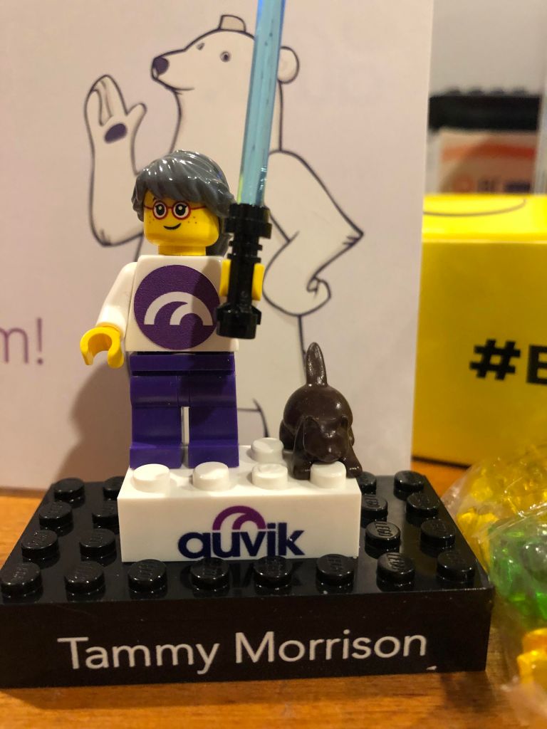 Photo of my Auvik Lego me; complete with light saber and cat.